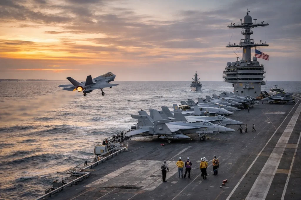 US Iran Military Buildup: 5 Critical Reasons America Is Preparing for Possible War 3 US Iran military buildup aircraft carrier deployment in Middle East