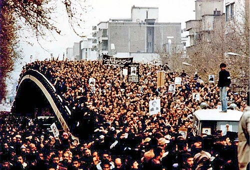 Mass demonstration during the Iranian Revolution