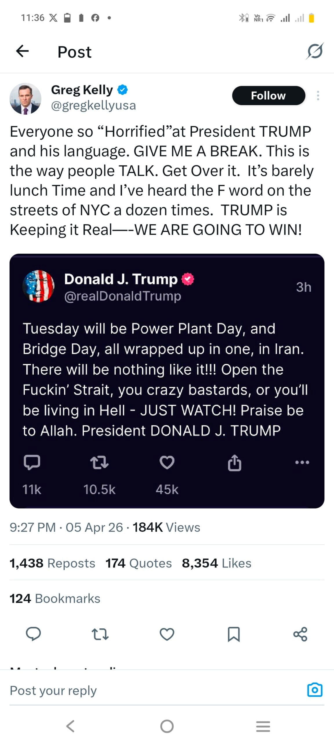 Screenshot of Donald Trump Truth Social post issuing Tuesday ultimatum to Iran