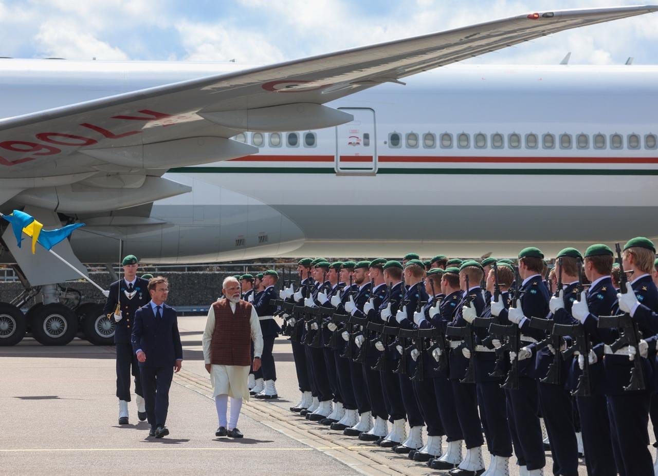 Prime Minister Narendra Modi arrives in Gothenburg after being welcomed by Swedish Prime Minister Ulf Kristersson, as India looks to deepen ties with Sweden’s industrial and green technology ecosystem through cooperation in manufacturing, innovation, maritime logistics, and strategic sectors across the Nordic region.