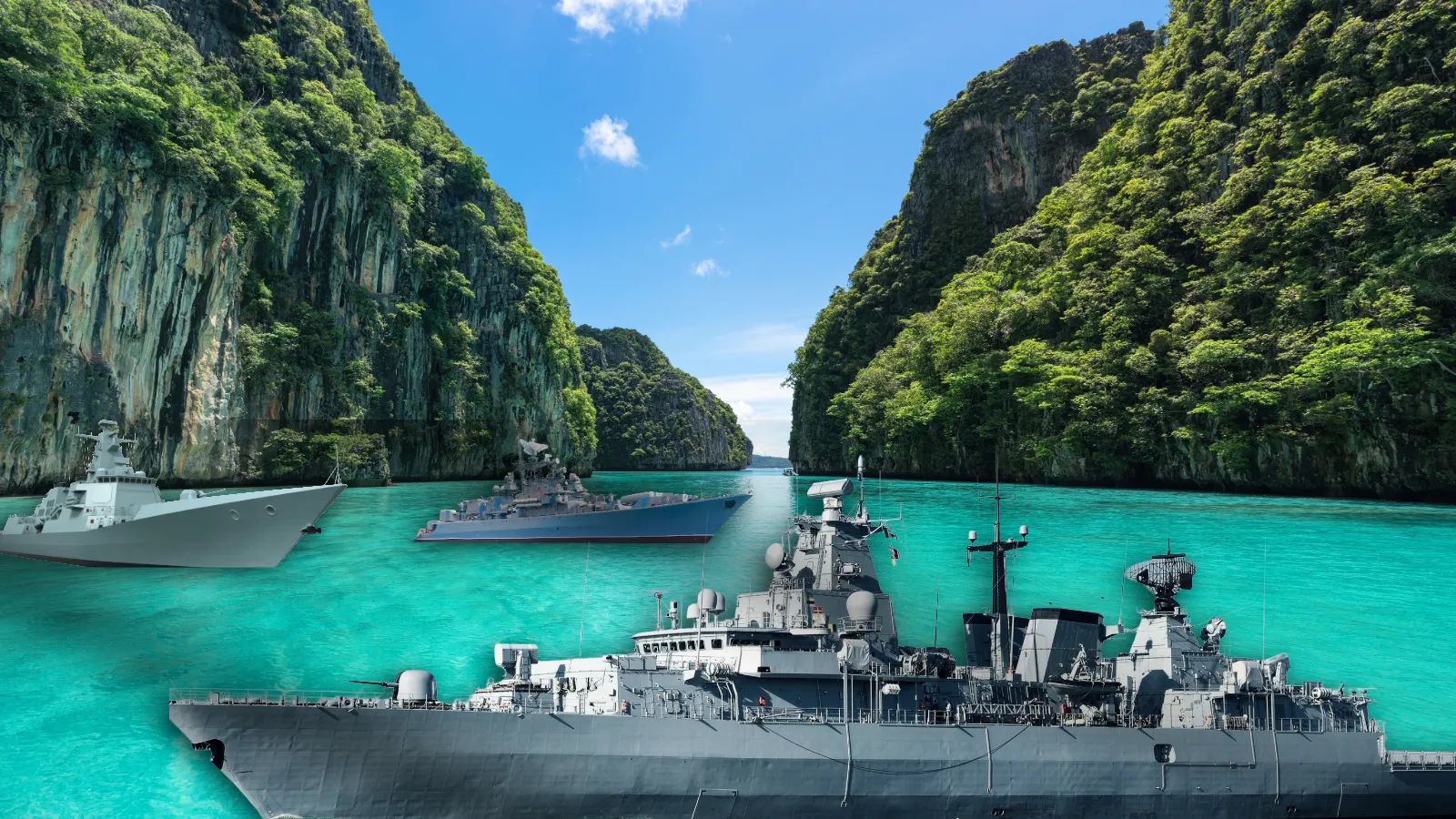 INS Jatayu Geopolitics a representative image of island with warship