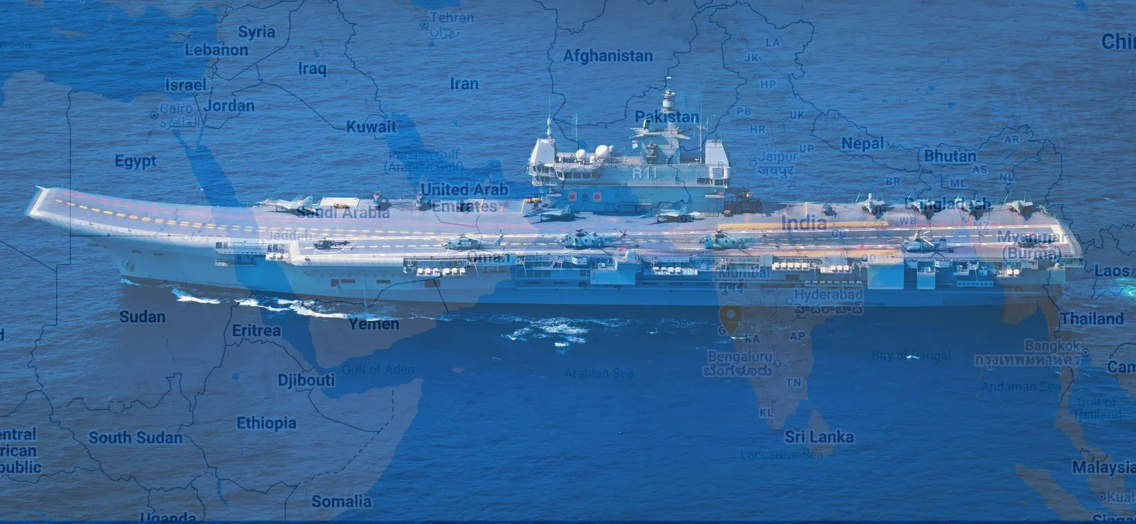 Project Seabird is the Indian Navy's largest infrastructure project, developing INS Kadamba in Karwar, Karnataka, into the largest naval base in the eastern hemisphere. Phase II expansion enables it to house major warships, including the indigenous aircraft carrier INS Vikrant and INS Vikramaditya, along with extensive maintenance and repair facilities