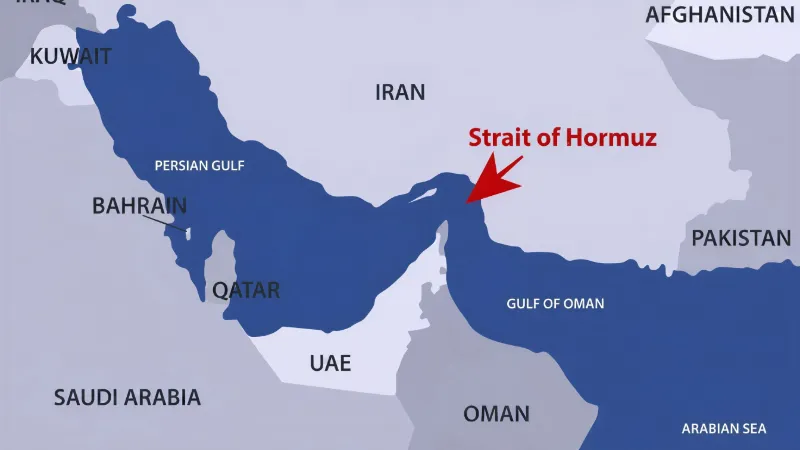 ap showing the Strait of Hormuz blockade and its disruption of India's crude oil and LPG supply routes.