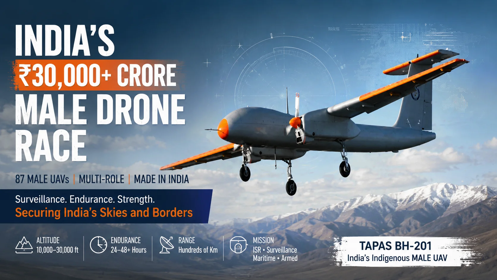 ₹30,000 crore Drone Boom: Top Indian defence companies to Watch TAPAS BH-201, India's indigenous MALE surveillance drone, showcased amid the ₹30,000 crore UAV procurement race(Indian defence companies _)