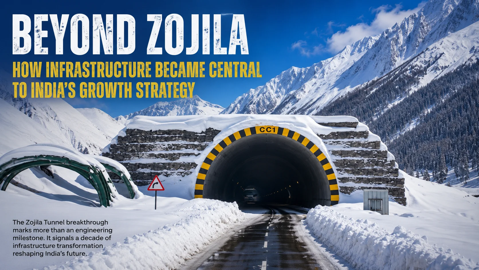 Beyond Zojila: How Infrastructure Became Central to India's Growth Strategy Zojila Tunnel breakthrough in the Himalayas, showcasing India's strategic infrastructure project connecting Kashmir and Ladakh through year-round all-weather connectivity.