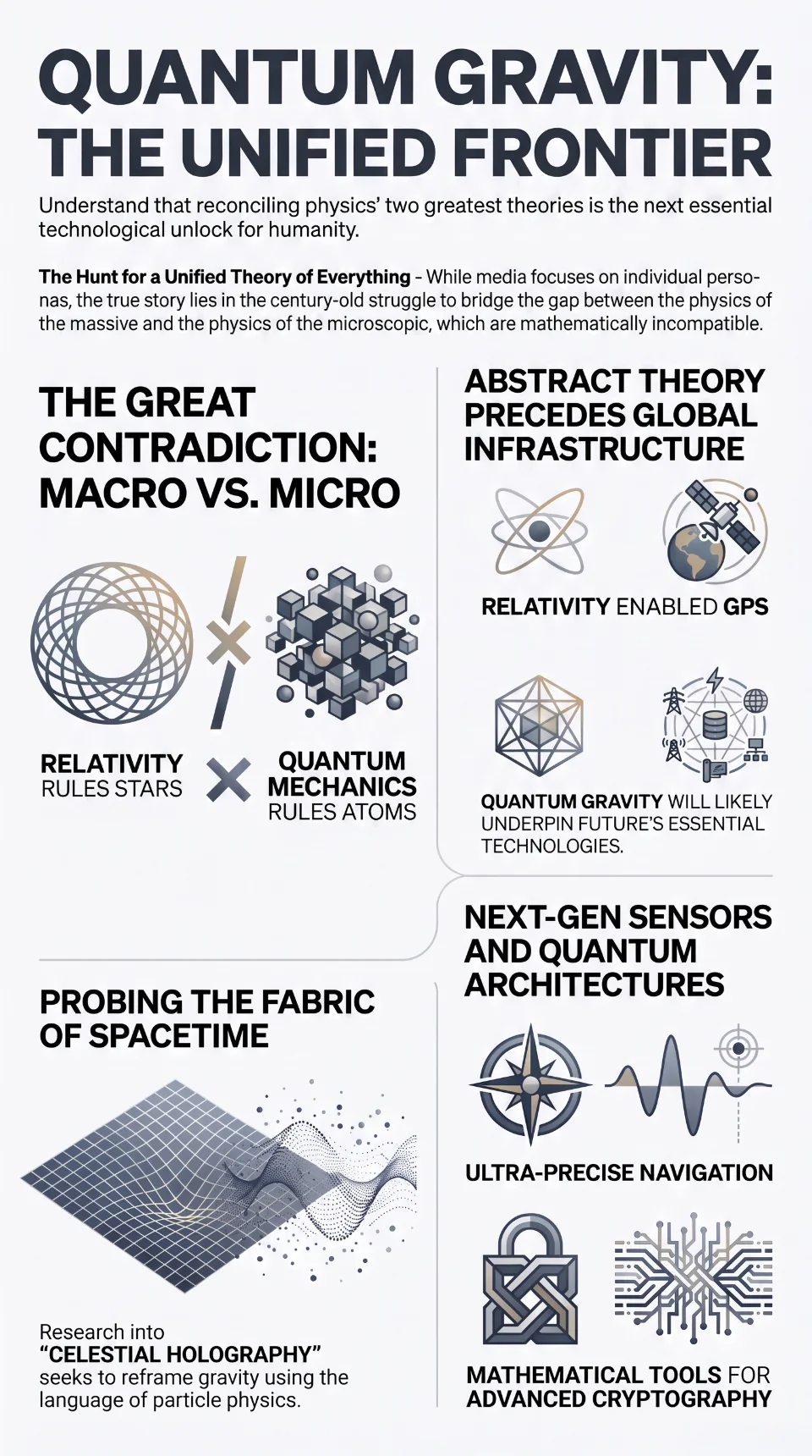 The Real Story Behind the Viral Physicist Isn't Her — It's the Question She's Trying to Answer Sabrina Gonzalez Pasterski
Illustration representing quantum gravity, showing the intersection of general relativity and quantum mechanics