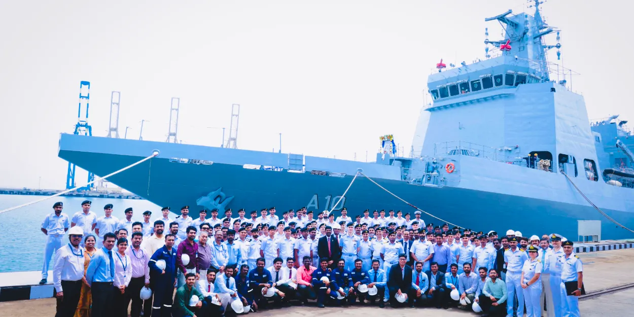 multi-purpose vessel handover to Indian Navy at L&T Kattupalli Shipyard"