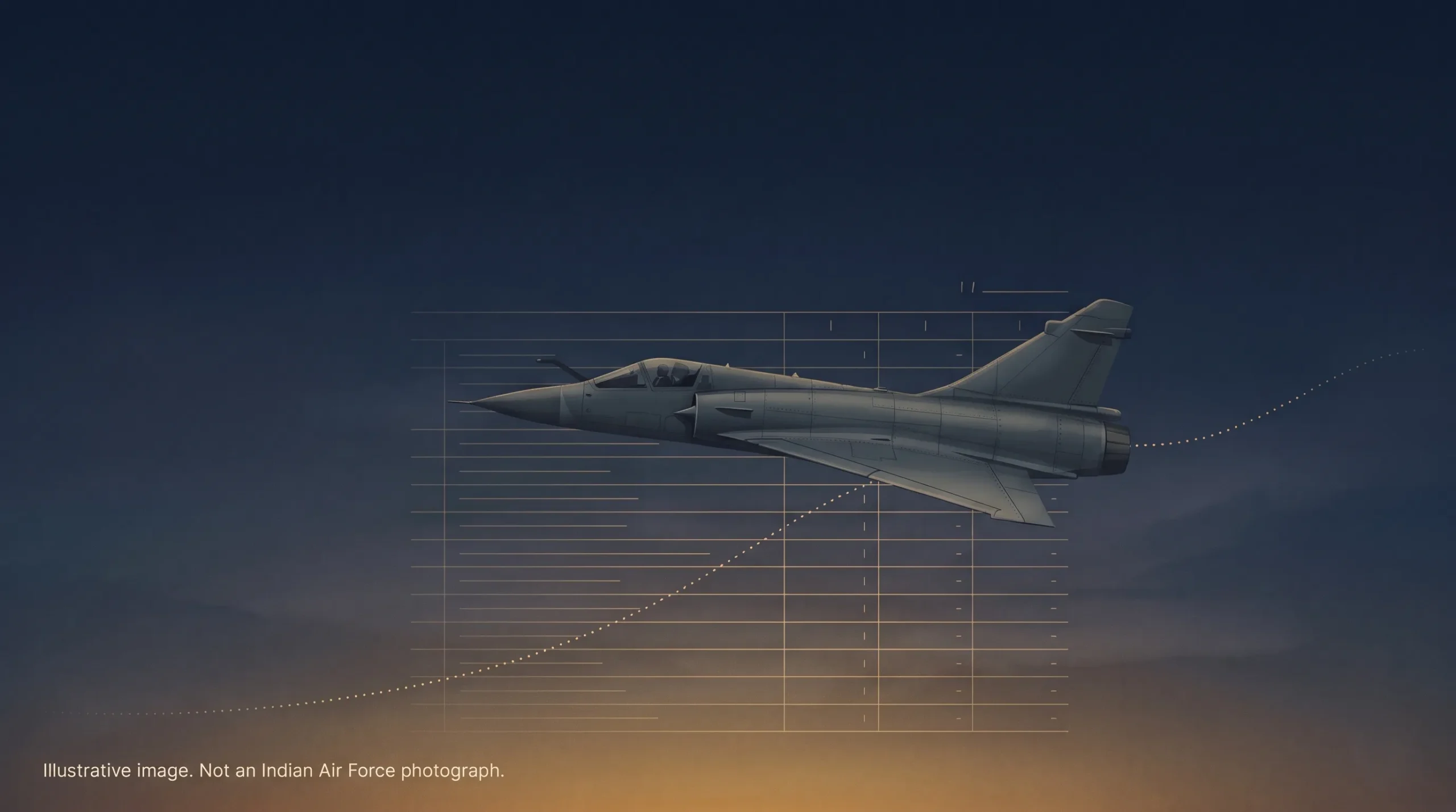 Evidence Before Performance: Lessons from Mirage 2000 Capital Procurement Procedures Illustration of a delta-wing fighter jet above a faint audit ledger, representing the Mirage 2000 upgrade cost and the case for a life-cycle cost audit before India’s next fighter purchase.