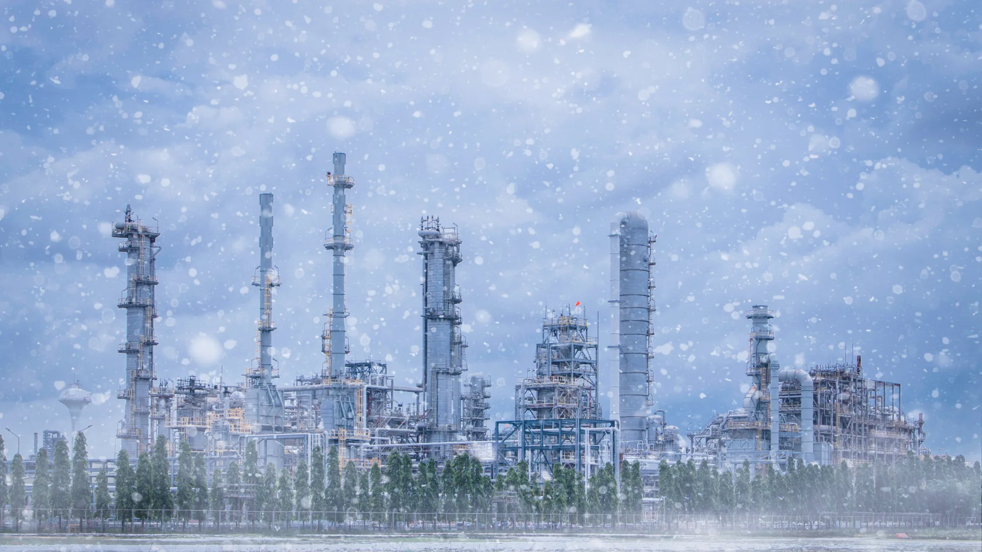 US-Russia Diesel Deal Worth ₹26,000 Crore, Up to ₹69,000 Crore "US-Russia diesel deal: oil refinery towers and pipework in falling snow."